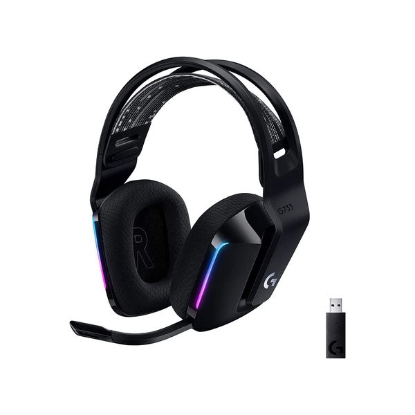 Logicool G Gaming Headset, G733-BKr Gaming Wireless Headset, Lightweight, 9.8 oz (278 g), LightSPEED with Microphone, Charging, 89 Hours of Continuous Usage, Headphones, Headphones, Wireless, PS5,