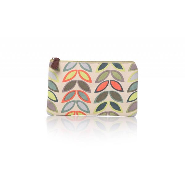 The Olive House® Womens Leaf Design Canvas Make-up Pouch Cream