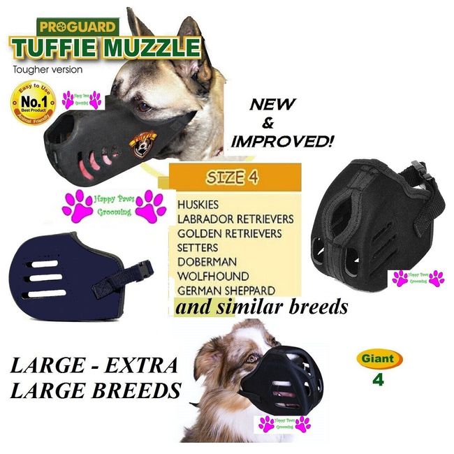 ProGuard TUFFIE L-XL Size 4 Dog MUZZLE NO BITE HEAVY DUTY QUICK FIT TRAINING