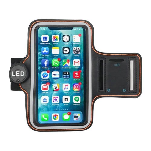 BoxWave Case Compatible with Garmin Edge 1040 - JogBrite Sports Armband, High Visibility Safety Light LED Runners Armband - Bold Orange