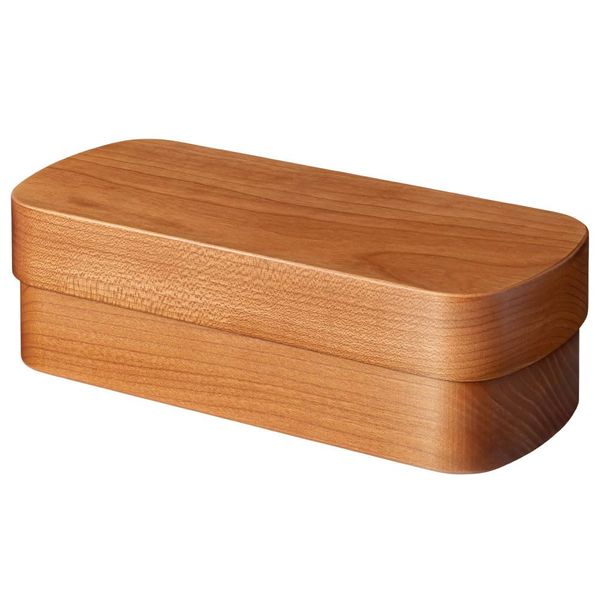 &NE NTS-006-BKC Black Cherry Hollowed Out Meikochi Bento Box (Rosaceae) Made in Japan Wooden Bento Lunch Box Hollowed Out Dividers Dishwasher Safe Luxury 16.3 fl oz (520 ml) 1-Tier Single Tier Stylish