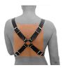 Men's Chest Harness Real Leather Black with Ring Plate SM