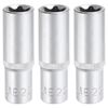 sourcing map 3pcs E-Torx Socket 1/2" Drive E22 External Torx Deep Socket CR-V 6 Point Spline Socket External Torque Star Female Bit Socket for Auto Repairs Home Maintenance DIY Hand-Making