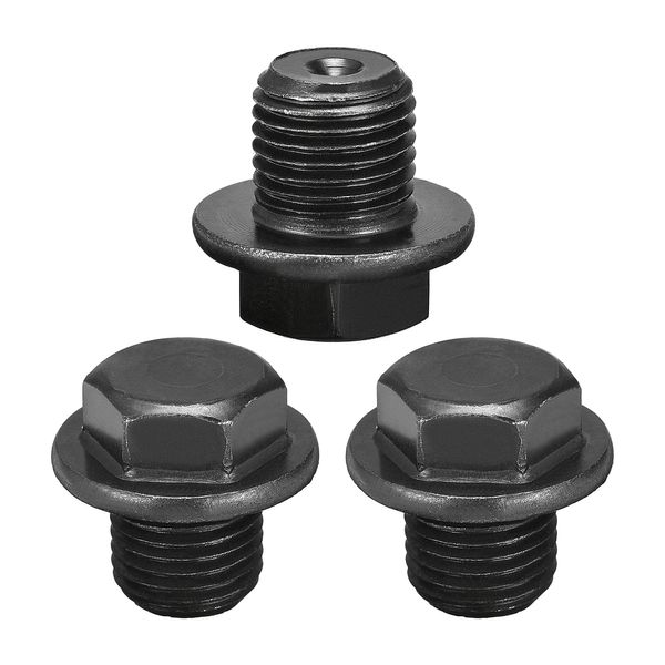 sourcing map Outer Hex Head Socket Pipe Fitting Plug M12x1.25 Male Thread Carbon Steel 3Pcs for Terminate Pipe Ends