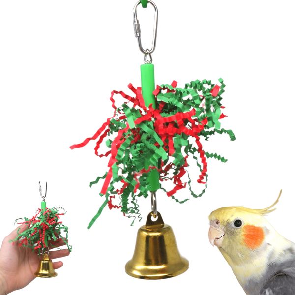 Bonka Bird Toys 3589 Christmas Bell, Colorful Metal, 6"x 2", for Small Birds