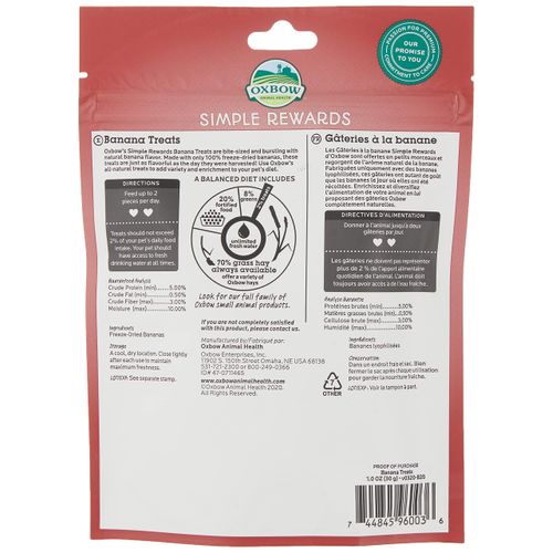 Oxbow Simple Rewards Freeze Dried Banana Treats for Rabbits, Guinea Pigs, Chinchillas, and Small Pets