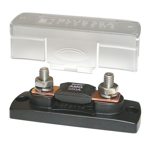 Blue Sea Systems 5001 MEGA/AMG Fuse Block with Cover, 100-300 Amp, 32V DC , 4.07" x 1.5"