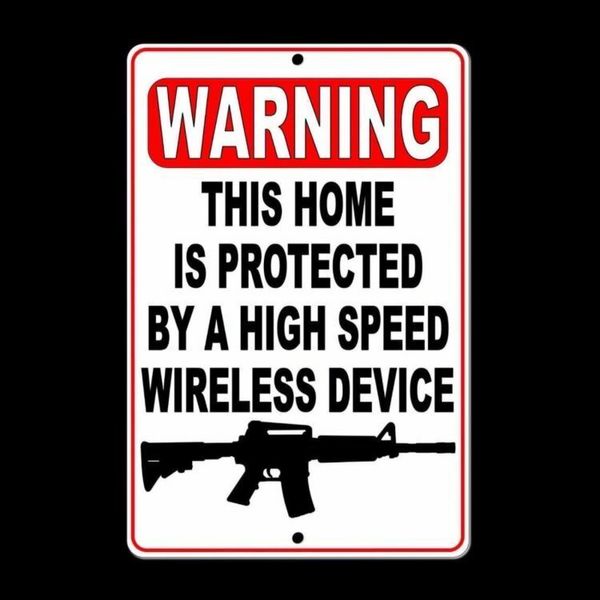 Warning This Home Is Protected By A Wireless Device Sign security gun SSG020