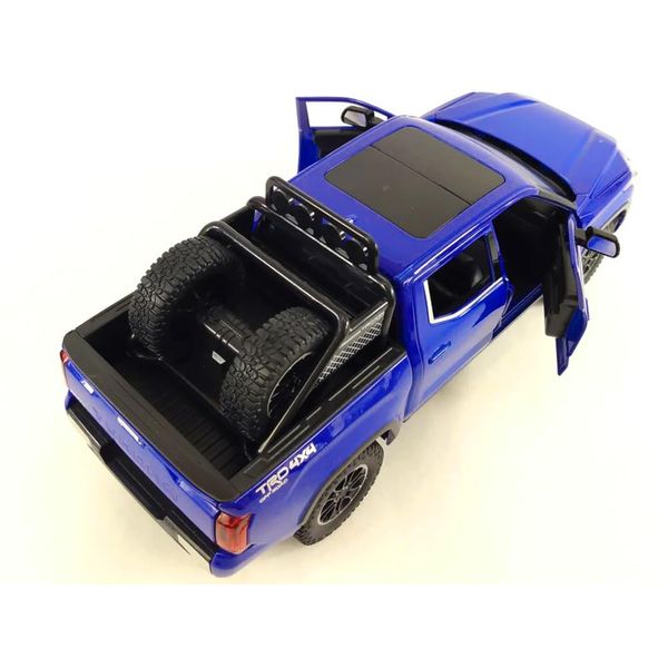 2023 Tundra TRD 4x4 Pickup Truck Blue Metallic with Sunroof and Wheel Rack 1/24 Diecast Model Car H08555R-BL