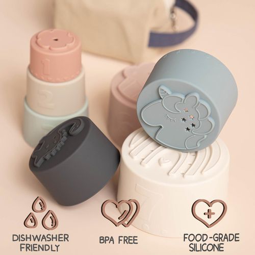 Moonkie Baby Stacking Cup Toy, Funny Educational Stacking Cup, Silicone, Soft and Teething Toy