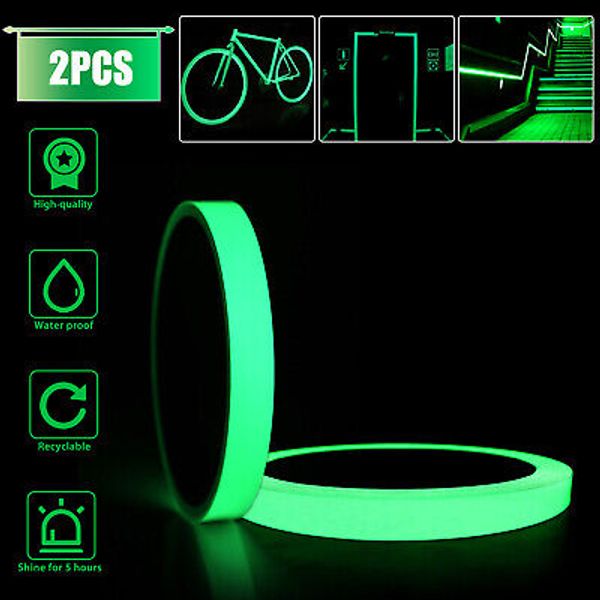 2X Glow In The Dark Waterproof Luminous Self Adhesive Tape Safe Sticker 3M*15MM