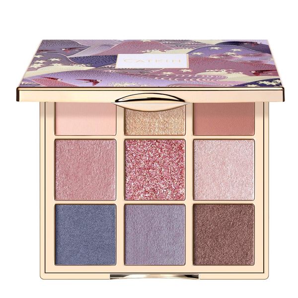 Japanese Official CATKIN 9 Colors Eyeshadow Palette, Chinese Cosmetics, High Color, Sparkling, Glitter (C08 Morandi)