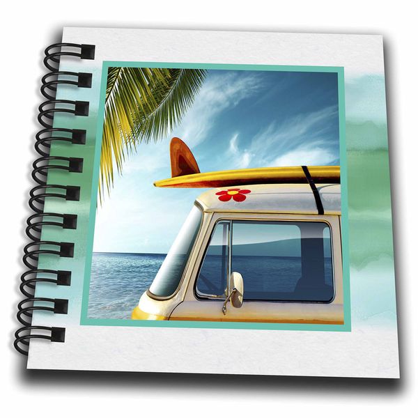 3D Rose Vintage Van with Surfboard Mini Notepad
