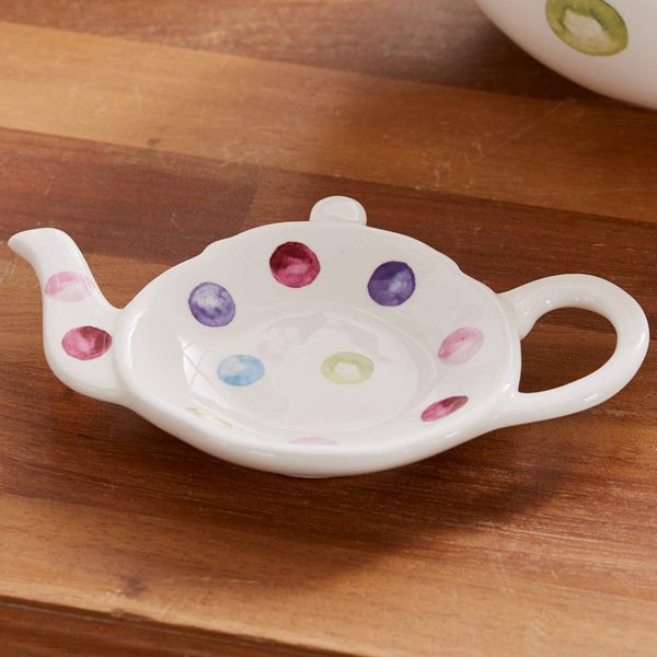 Cooksmart British Designed Ceramic Tea Bag Tidy | Tea Bag Dish For Used Tea Bags | Teabag Dish With Modern Design - Spotty Dotty