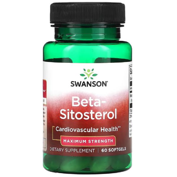 Swanson - Beta-Sitosterol, Maximum Strength | Prostate and Cholesterol Support - 60 Capsules