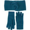 BYOS Winter Solid Toasty Warm Fleece Lined Knit Gloves & Headband 2 PCs Set