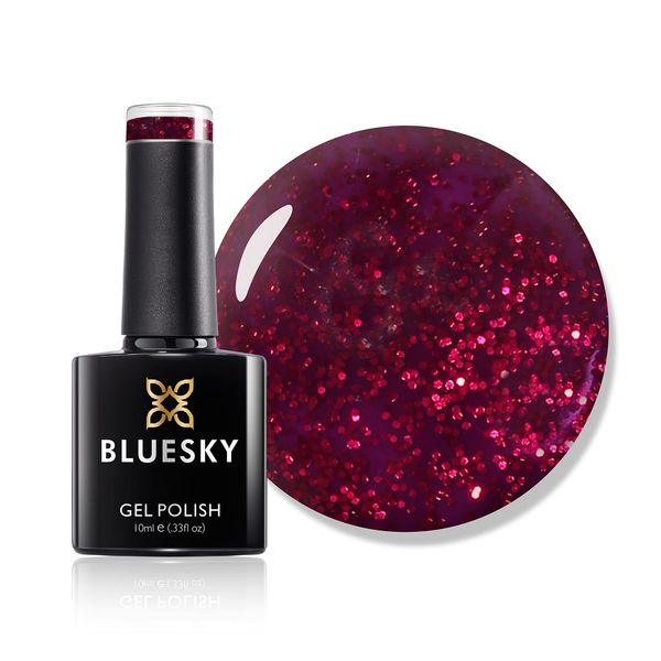 Bluesky Gel Nail Polish, Ruby Ritz 80545, Red Glitter, 10 ml Long Lasting, Chip Resistant, 10 ml (Requires Drying Under UV LED Lamp)