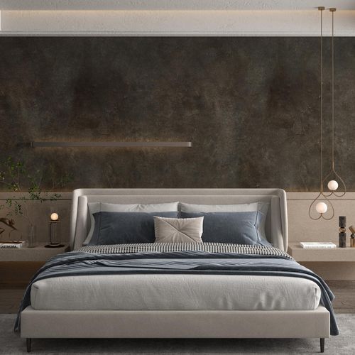 BOMENG Dark Grey Concrete Wallpaper Peel and Stick Industrial Wallpaper 15.7"x80" Brown Tan Rusty Matte Black Cement Contact Paper with Air Guide Slot Design Wall Paper for Bathroom Bedroom Walls