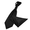 DQT Men Plain Glossy Satin Wedding Cravat & Pocket Square Set - Black