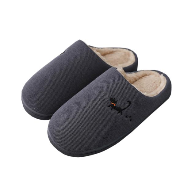 HAPLUE HTX-M1910 Slippers, Room Shoes, Couple, Home, Heat Retention, Anti-Slip, Plush Toy, Cartoon Indoor Slippers, gray blue