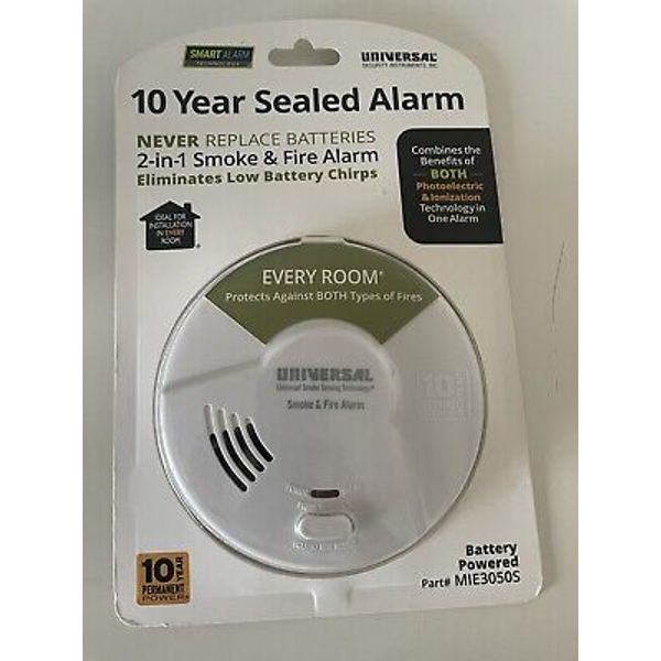 Universal 2-in-1 Smoke and Fire Alarm Photoelectronic & Ionization Technology