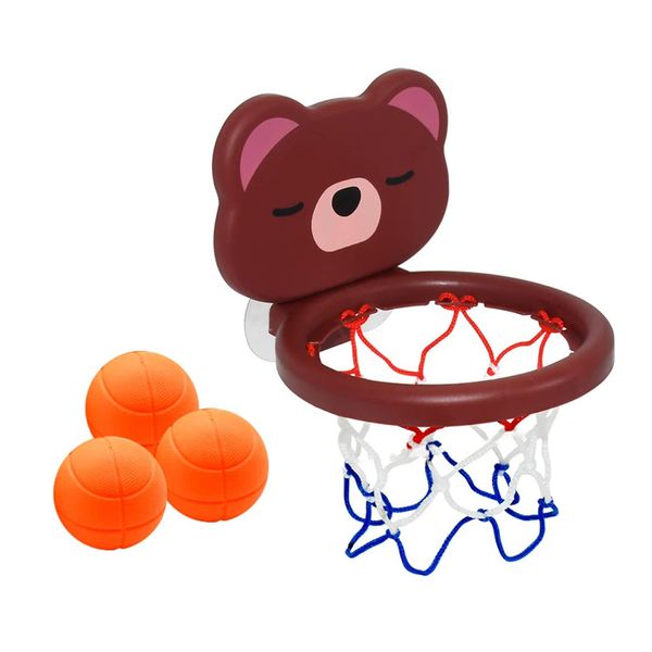 Tomaibaby Mini Bath Basketball Hoops, Baby Bath Toys Cartoon Bear Bathroom Basketball Game Toys for Kids Bathtub Basketball Hoop Balls Set Fun Toys Gifts for Toddlers Kids