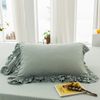 Pillowcase 75x50cm (70x50cm) Solid Envelope Style Nordic Pillowcase with Three Layers Ruffle Wedding (Green)