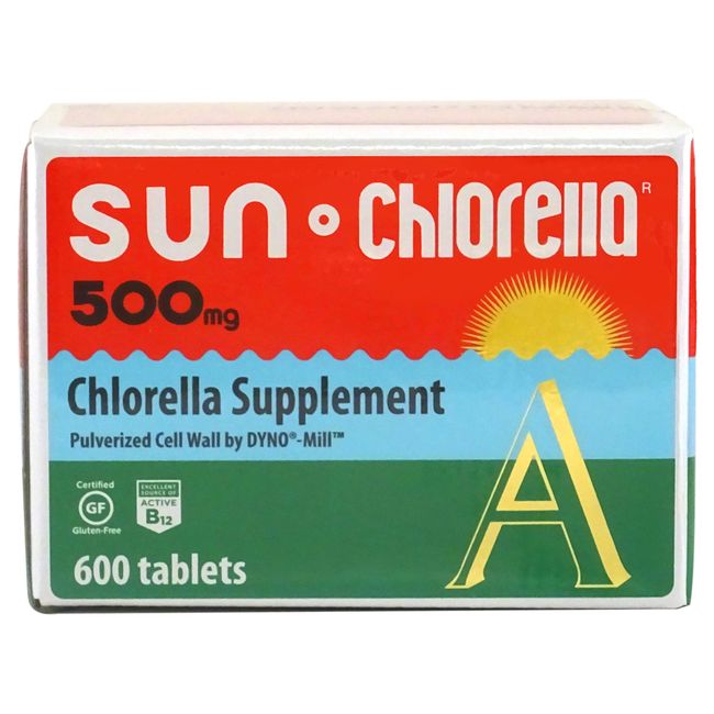 Sun Chlorella 500mg Whole Body Wellness Green Algae Superfood Supplement - Immune Defense, Gut Health, Natural Purification, Energy Boost - Chlorophyll, B12, Iron, Protein - Non-GMO - 600 Tablets