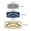 Fancy Protected by Armed Property Owner .45 Sign (Black Gold) - Large 1 Pack