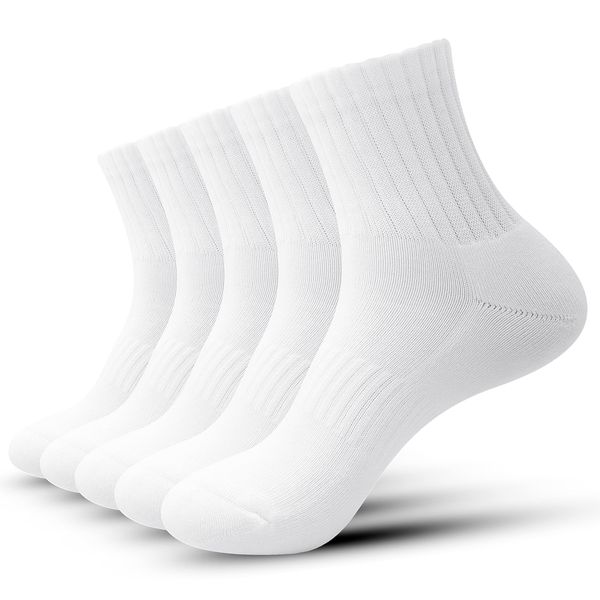 Banerise Men's Sports Socks, Thick, Basketball Socks, Tennis Socks, 93.5% Cotton, Antibacterial, Odor Resistant, Short Socks, Seamless, Bottom Pile, Socks, Juniors, Junior High School Students, Solid