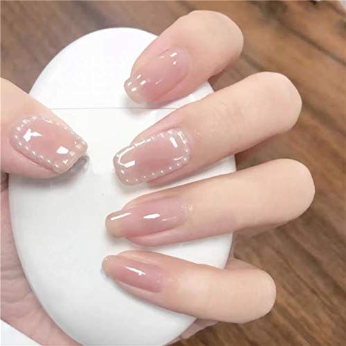 24pcs Pearl Pendant Nail Tips Double Sided Adhesive Tape for Wedding, Party, Afterparty, Nail Art