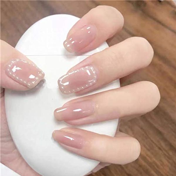24pcs Pearl Pendant Nail Tips Double Sided Adhesive Tape for Wedding, Party, Afterparty, Nail Art