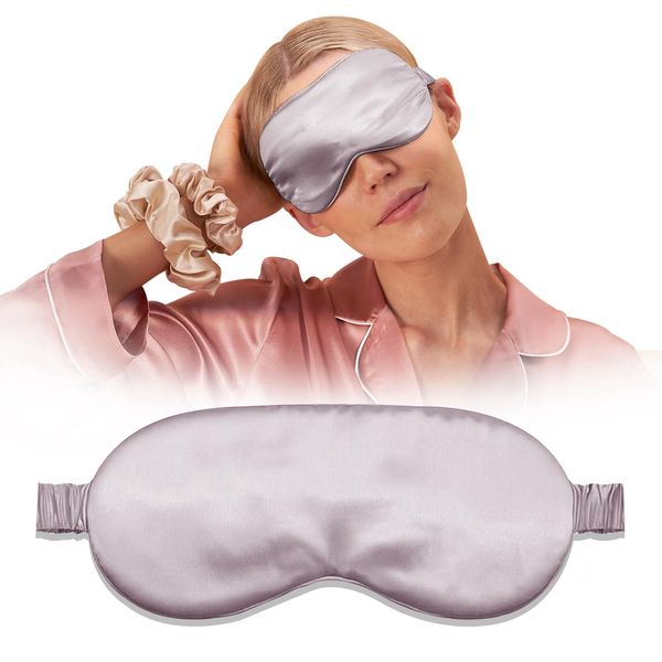 QIYUE Eye Mask for Sleeping Made of 100% MulberrySilk, Softest & Breathable Silk Eye Sleep Mask,Silk Sleep Mask for Women Men,Eye Sleep Shade Cover,Blocks Light Reduces Puffy Eyes Gifts (Taro)