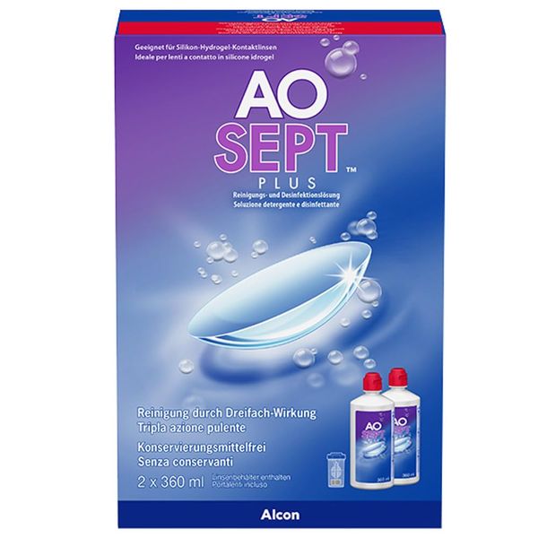 Aosept Plus contact lens care solution, supply pack, 2 x 360 ml