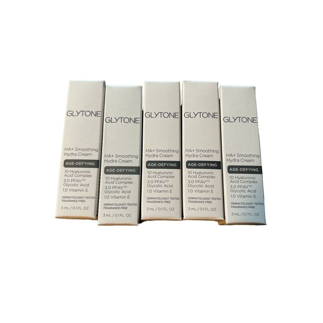 Glytone HA+ Smoothing Hydra Cream, 5 Samples,  Size 3ml/0.01oz