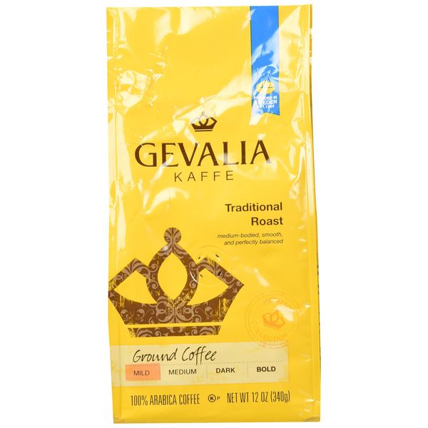 Gevalia, Kaffe, Traditional Roast, Ground Coffee, 12oz Bag (Pack of 2)