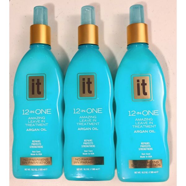 (3) IT Haircare 12-in-One ARGAN OIL Leave-In Treatment SPRAY 10.2oz NO PARABENS