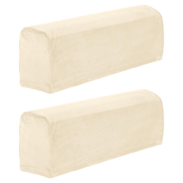 sourcing map 2 Pcs Sofa Armrest Covers Stretch Couch Armrest Cover for Chairs Sofas Couch Arm, Scratch-Resistant Sofa Arm Cover, Beige