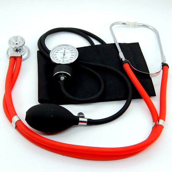 Valuemed Sphygmomanometer + Red Tube Sprague Rappaport Stethoscope Bundle Medical Professional Aneroid Sphygmomanometer Pro CE NHS Unit + Stethoscope Boxed