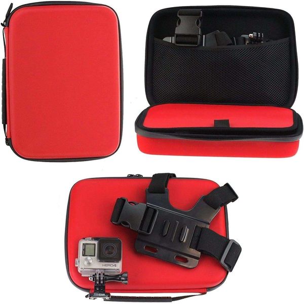 Navitech Red Action Camera Hard Case - Compatible With WOLFANG GA100 4K 30FPS Action Camera