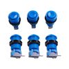 Reyann 6x Blue Happ Standard Arcade Push Button with Microswitch for Mame, Jamma, Arcade Video Games