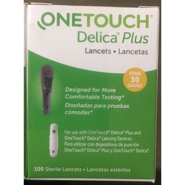 OneTouch Delica Plus 30 Gauge Fine Lancets, 100 Count x 2 Factory Sealed Box