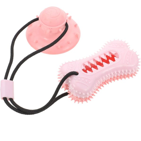 LUOZZY Suction Cup Dog Toy Chew Toy Interactive Dog Toy Dog Food Dispensing Toy Dog Rope Toy Pink