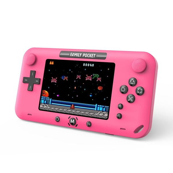 Handheld Games Console 4.0 Inch Screen Retro Games Console - Preloaded 150 Classic Video Games Player Electronic Gaming Xmas Present (Pink)