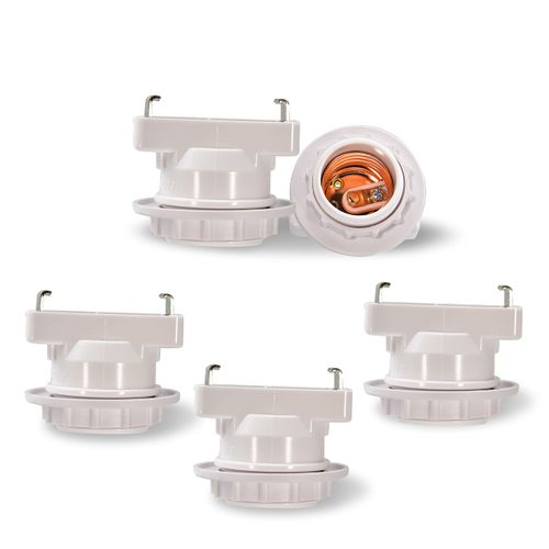 Uplight Light Bulb Socket for Hanging Ceiling E26 Base Lamp Socket, No Construction Required, Easy Installation, Square Hanging Ceiling Adapter, White, Set of 5