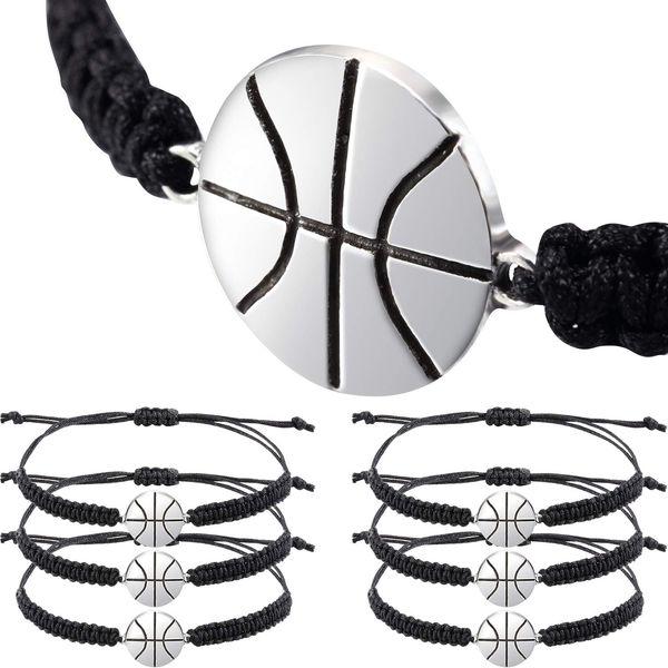 Hicarer 12 Pieces Basketball Bracelet Jewelry Basketball Woven Charm Bracelet for Player Team