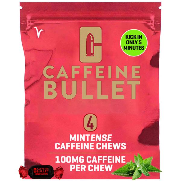 Caffeine Bullet 4 Mint Caffeine Candies = 400mg Caffeine Kick, Faster Than Energy gels & Cycling Chews for a mid-Race Endurance Sports and Gaming Caffeinated Energy Boost