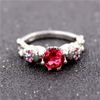 Uloveido Red Solitaire Crystal Skull Shape Gothic Statement Ring for Women Y193
