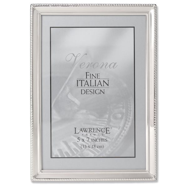 Lawrence Frames 11657 Polished Silver Plate 5x7 Picture Frame - Bead Border Design