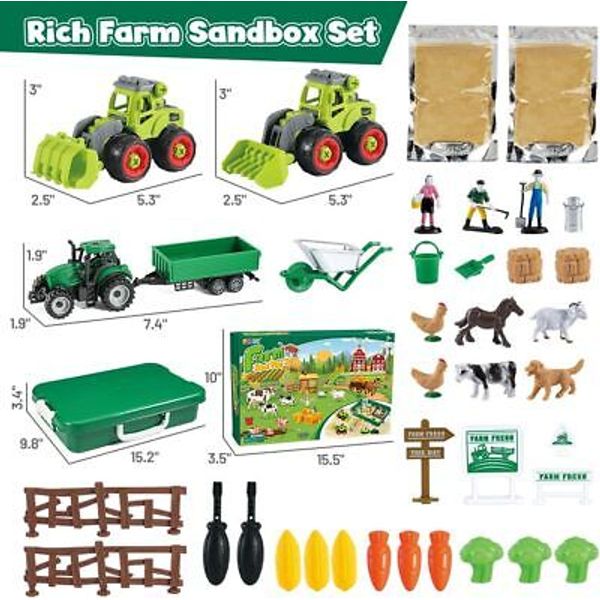 Farm Toys Sensory Bins With 2.2lbs Magnetic-Sensory Play Sand For Toddlers